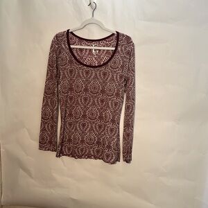 Vintage Boho batik print long sleeved tee shirt by E size XL